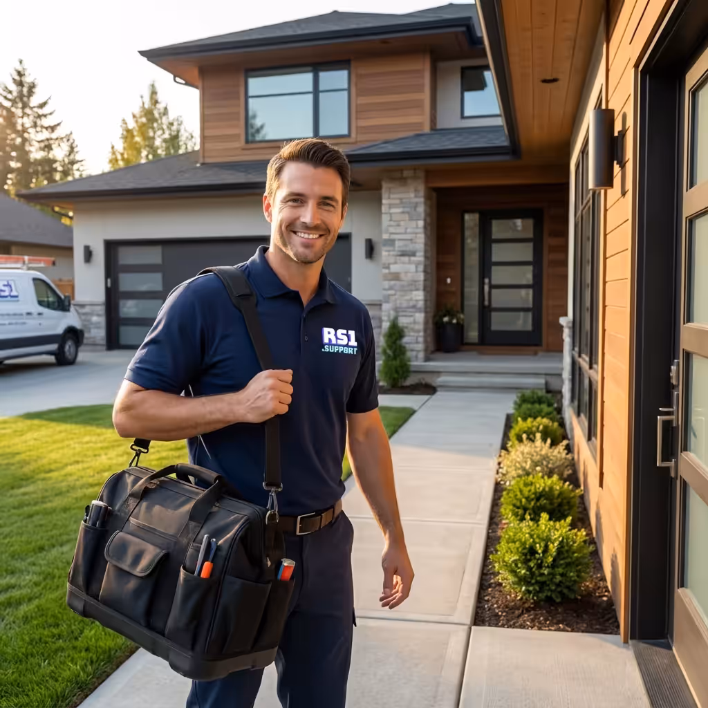 Technician working on computer