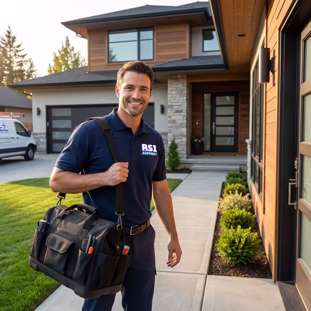 Technician working on computer