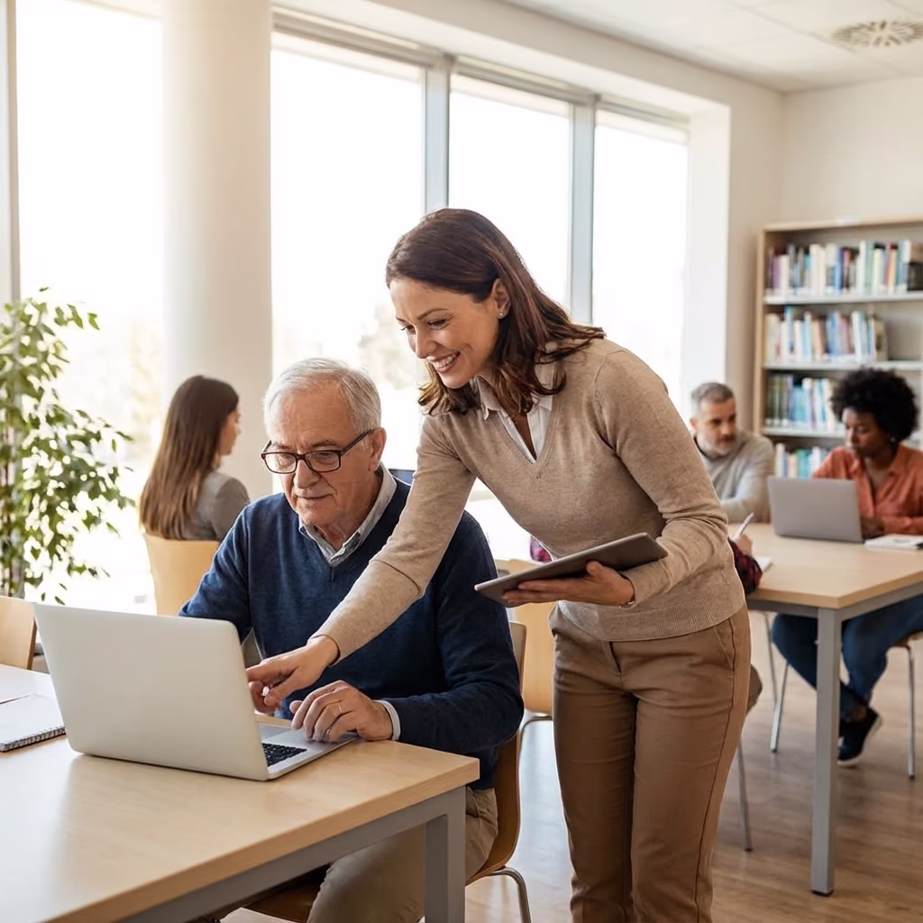 Technician working on computer